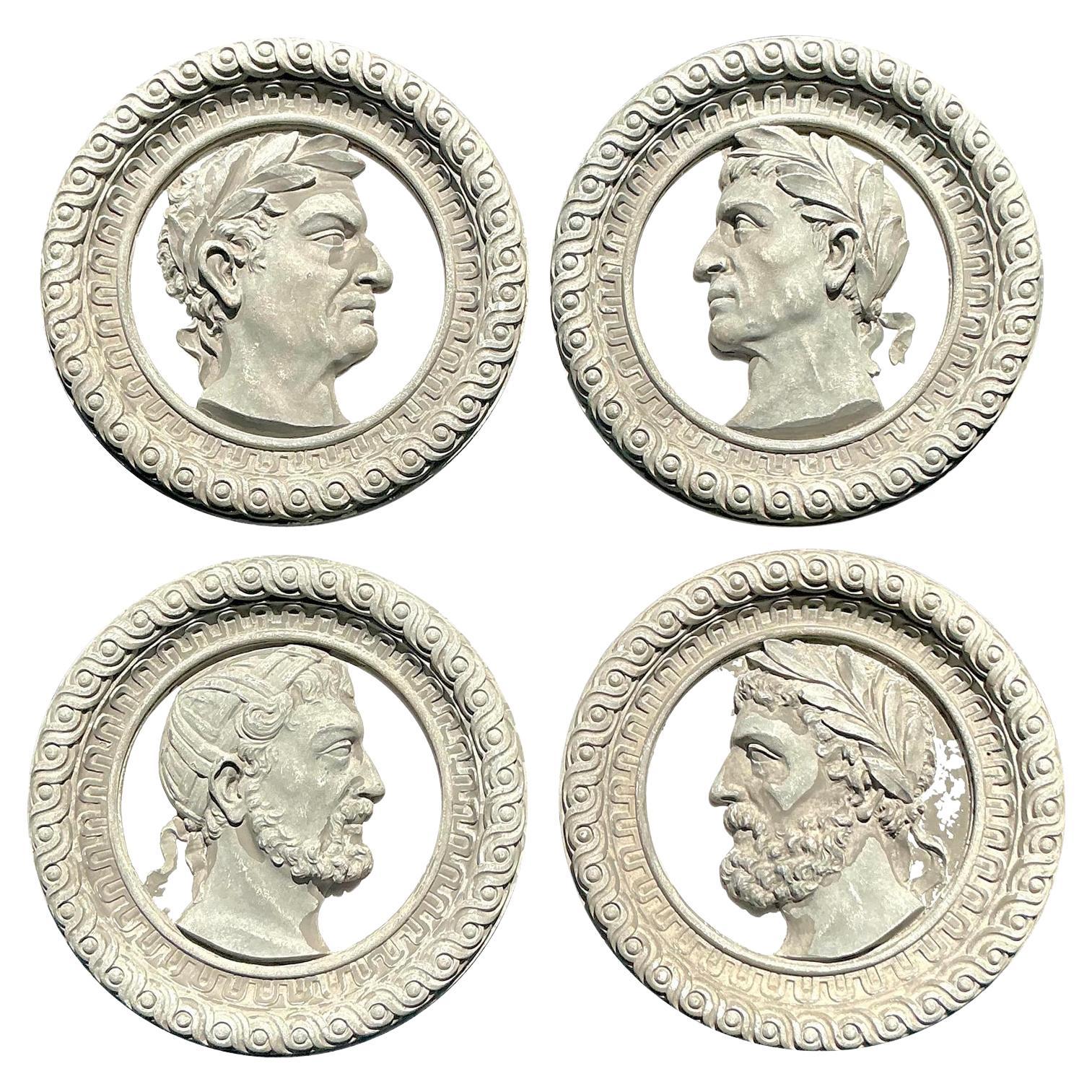 Vintage Grand Tour Plaster Profile Frieze - Set of Four (frise de profil en plâtre)