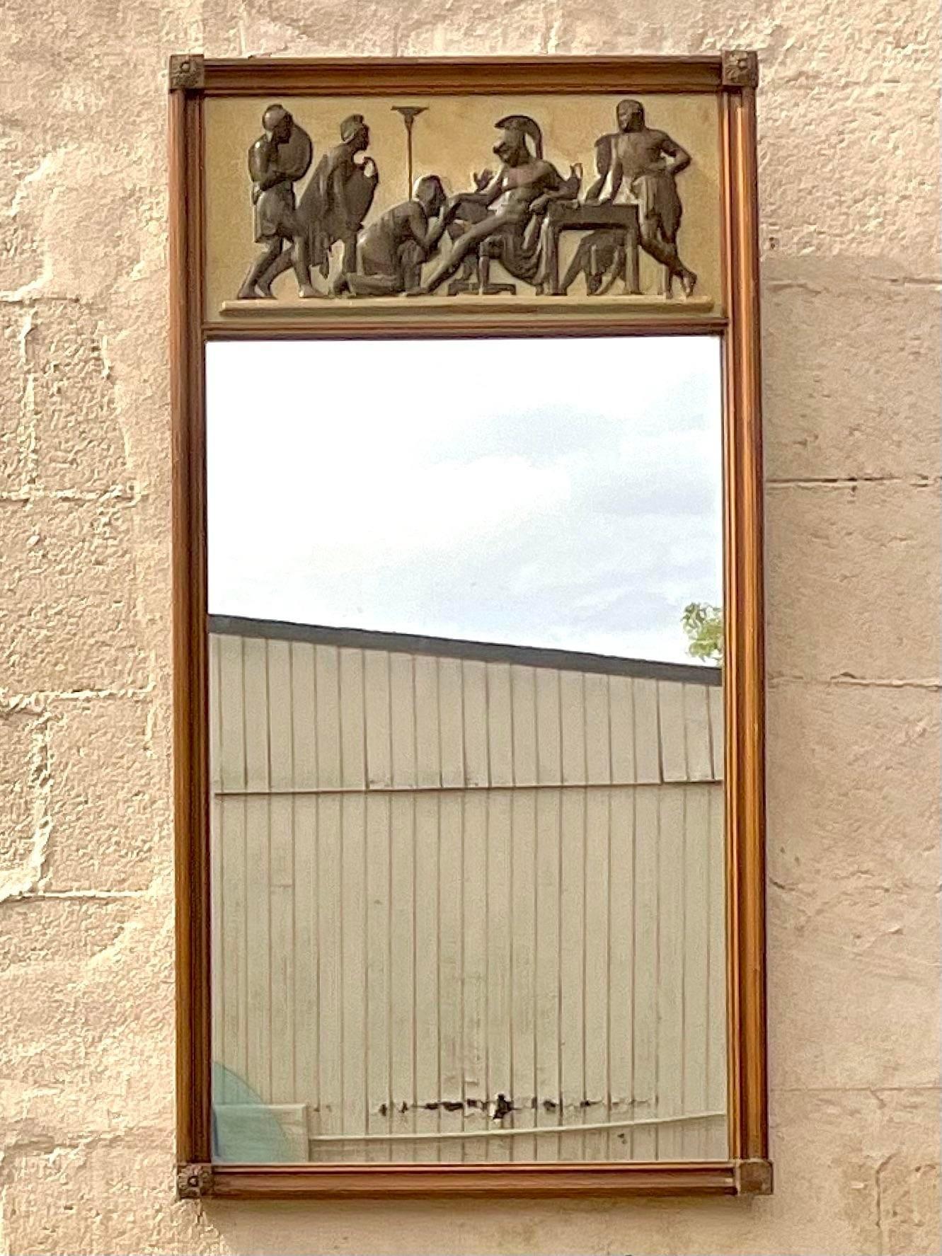 Vintage Grand Tour Relief Mirror In Good Condition For Sale In west palm beach, FL