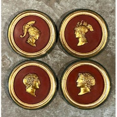 Vintage Grand Tour Wooden Profile Medallions - Set of 4