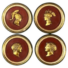 Vintage Grand Tour Wooden Profile Medallions - Set of 4