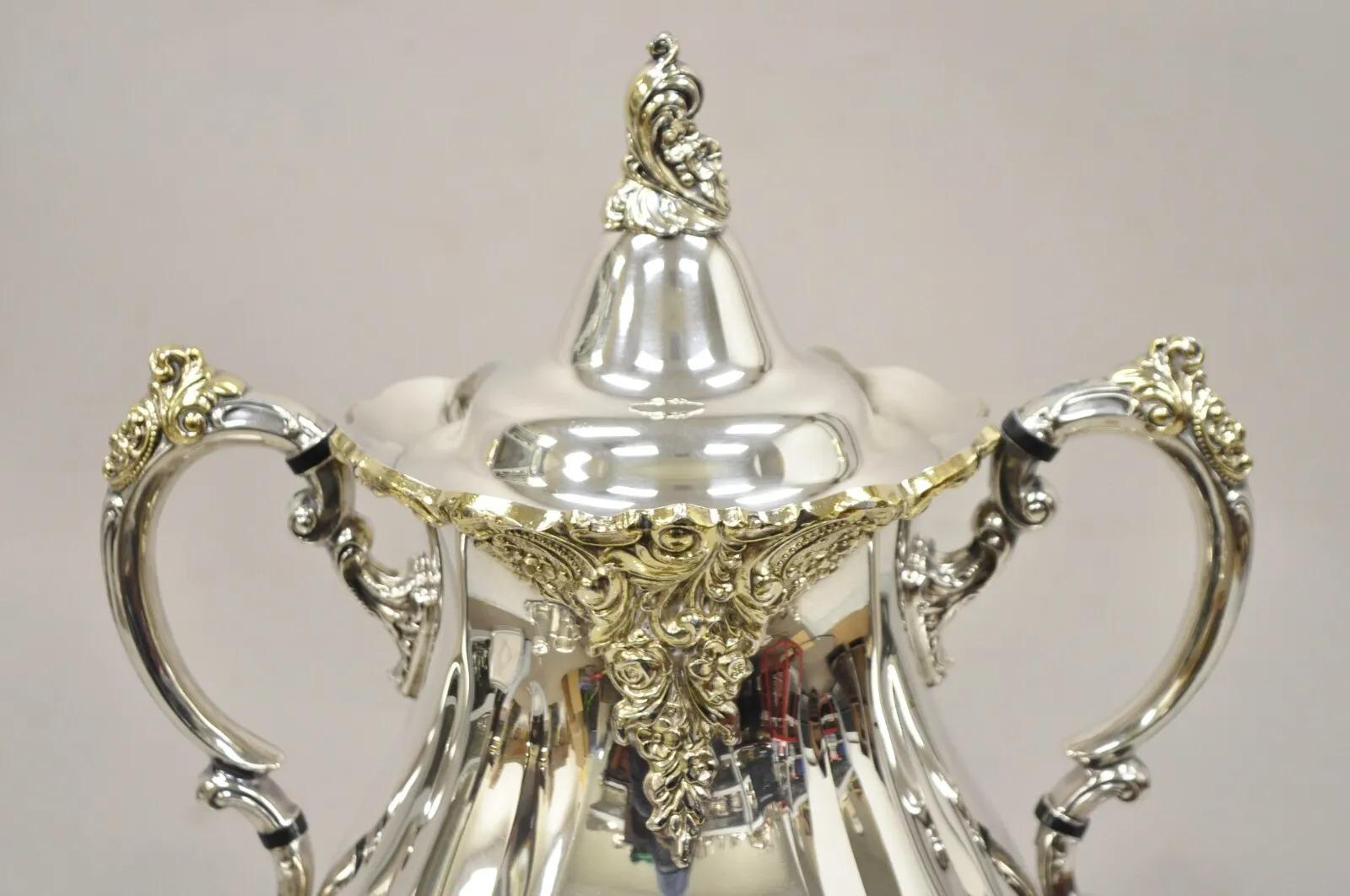 Vintage Grande Baroque by Wallace English Victorian Silver Plated Samovar In Good Condition In Philadelphia, PA