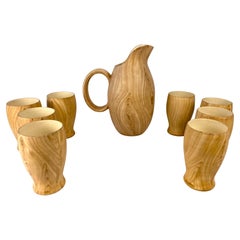 Retro Grandjean Jourdan Style Faux Bois Ceramique Beverage Set