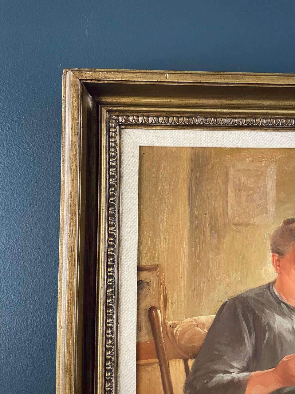 Cuadro al óleo de la abuela vintage con marco de madera dorada en Bueno estado para la venta en Los Angeles, CA