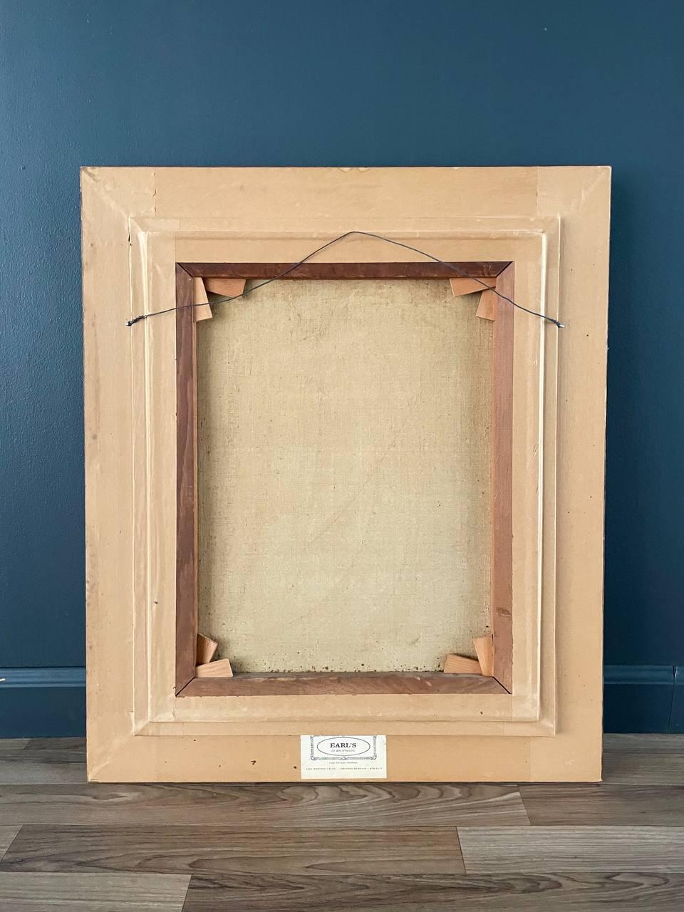 Cuadro al óleo de la abuela vintage con marco de madera dorada en venta 2