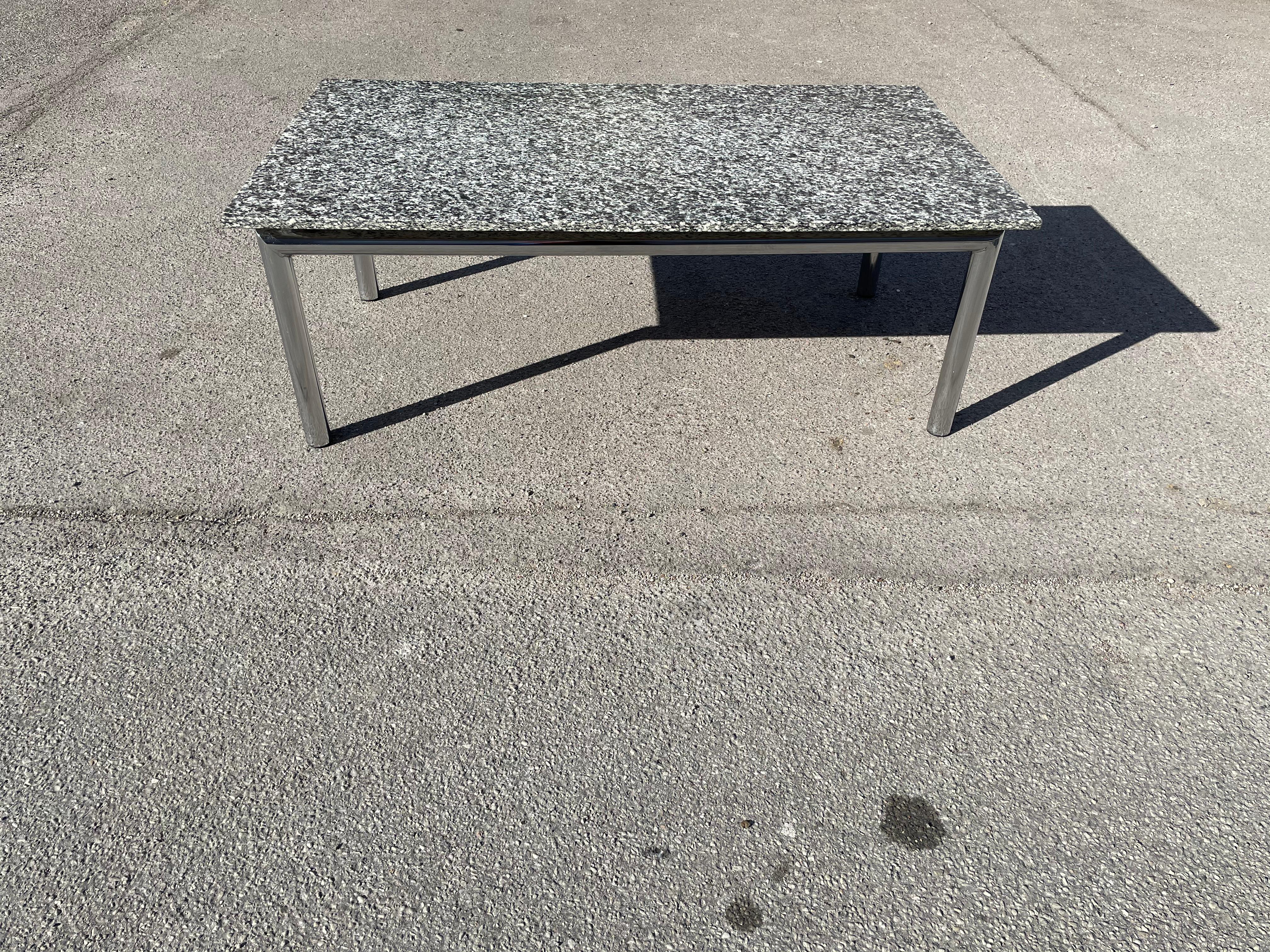 Mid-Century Modern Vintage Granite and Chrome Coffee Table, 1980s For Sale