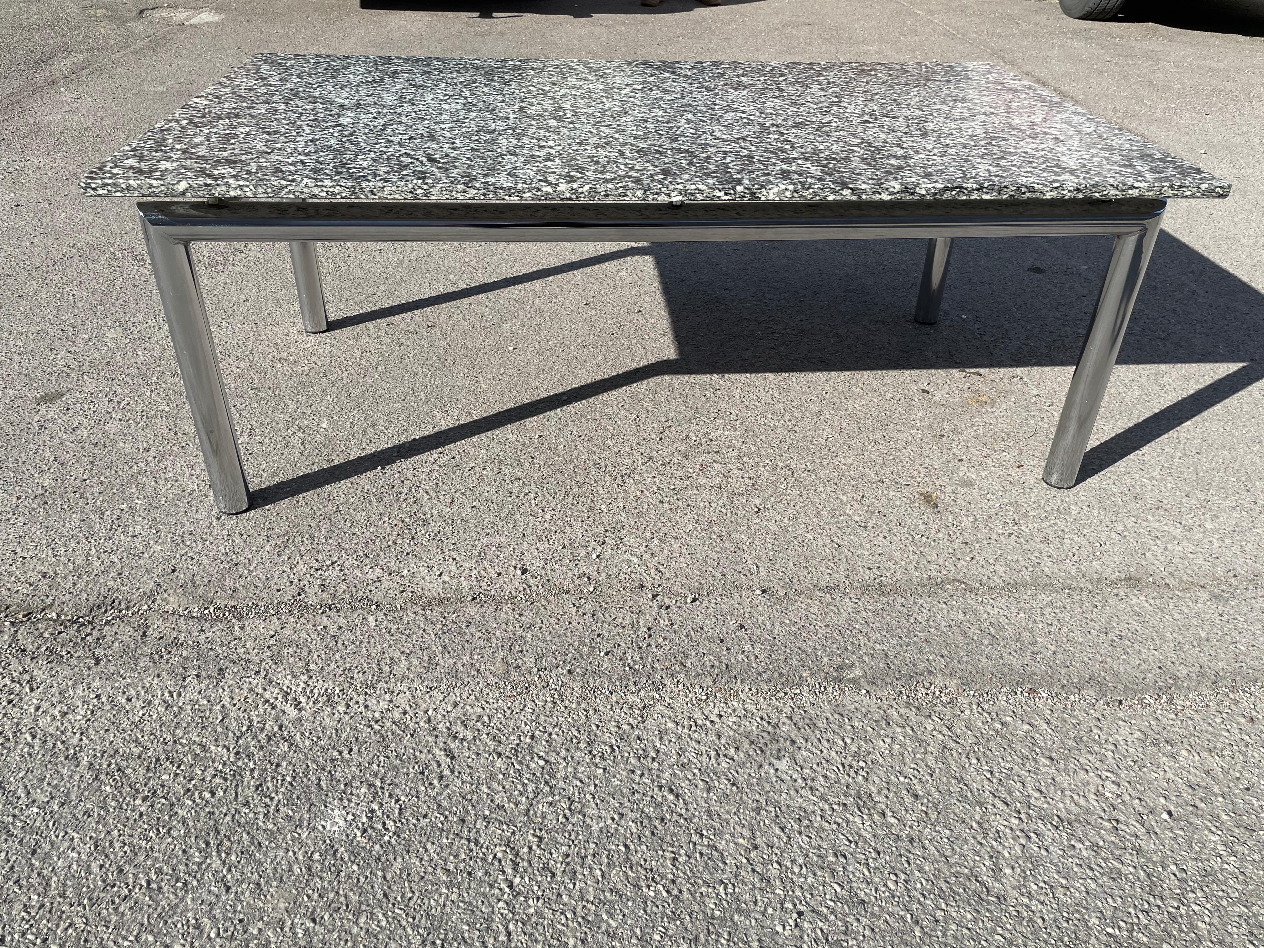 Granit Table basse vintage en granit et chrome, années 1980 en vente