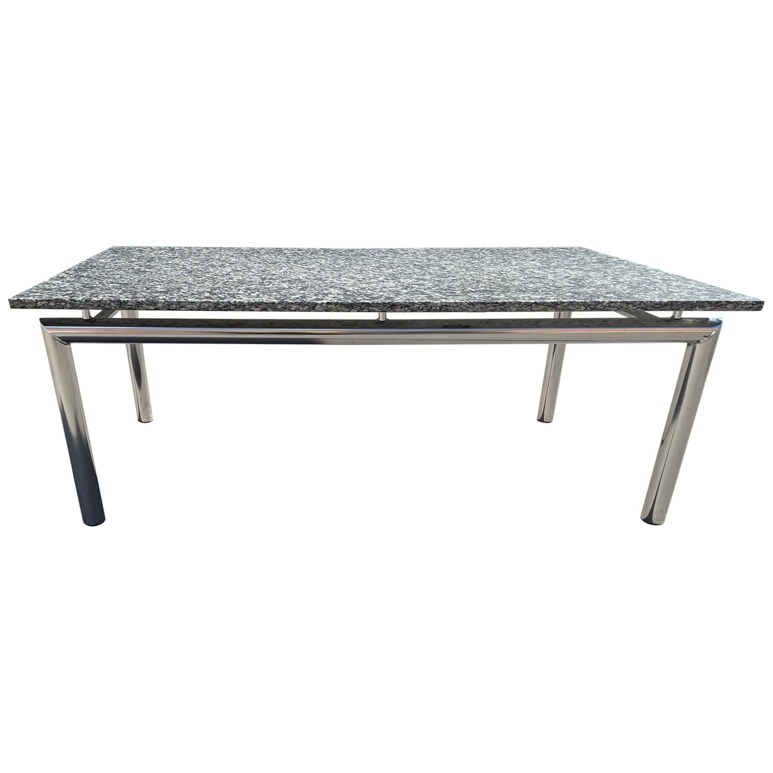 Vintage Granite and Chrome Coffee Table, 1980s For Sale