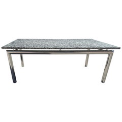 Vintage Granite and Chrome Coffee Table, 1980s