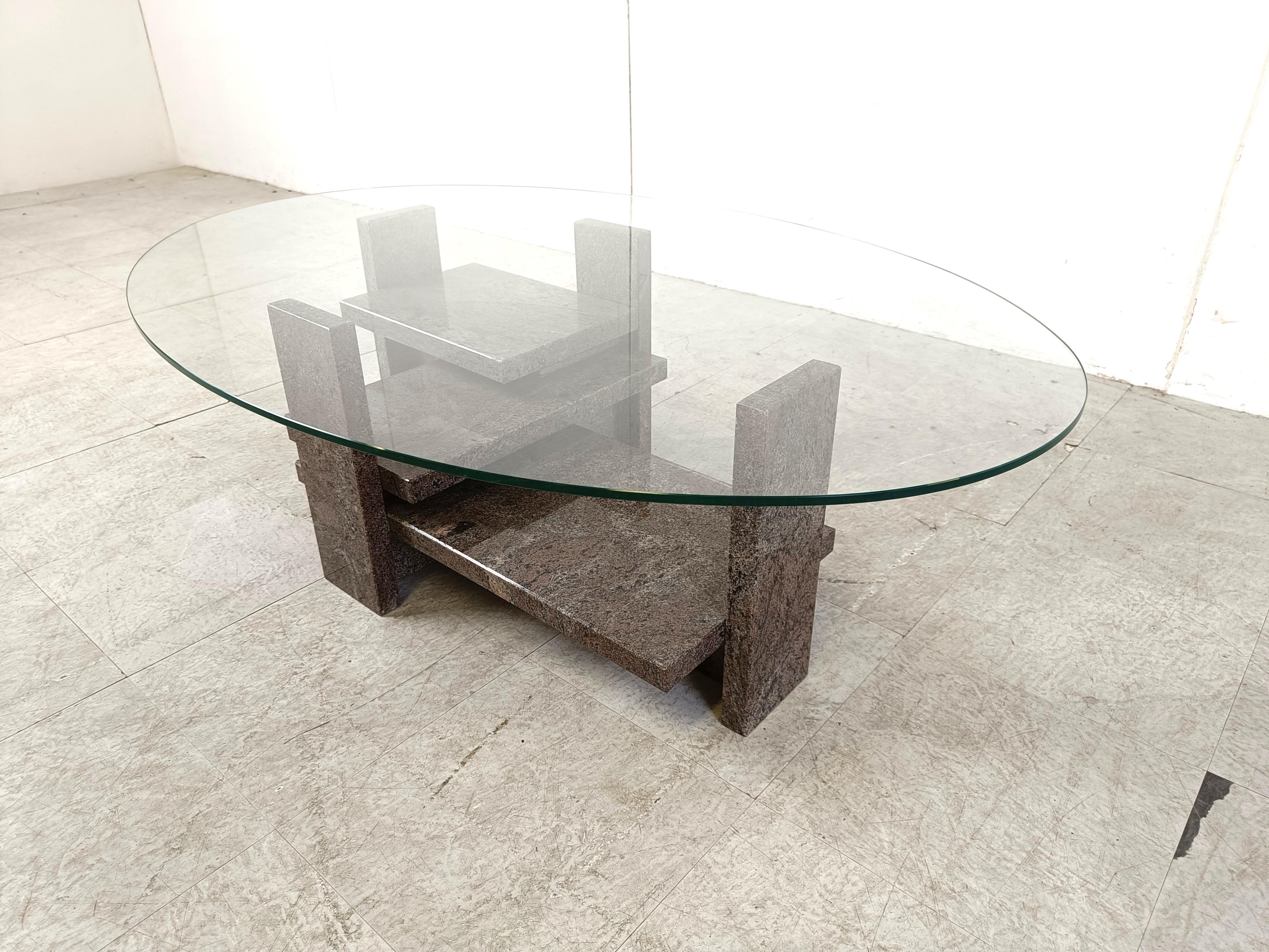 Mid-Century Modern Vintage granite coffee table by Willy Ballez, 1970s  For Sale