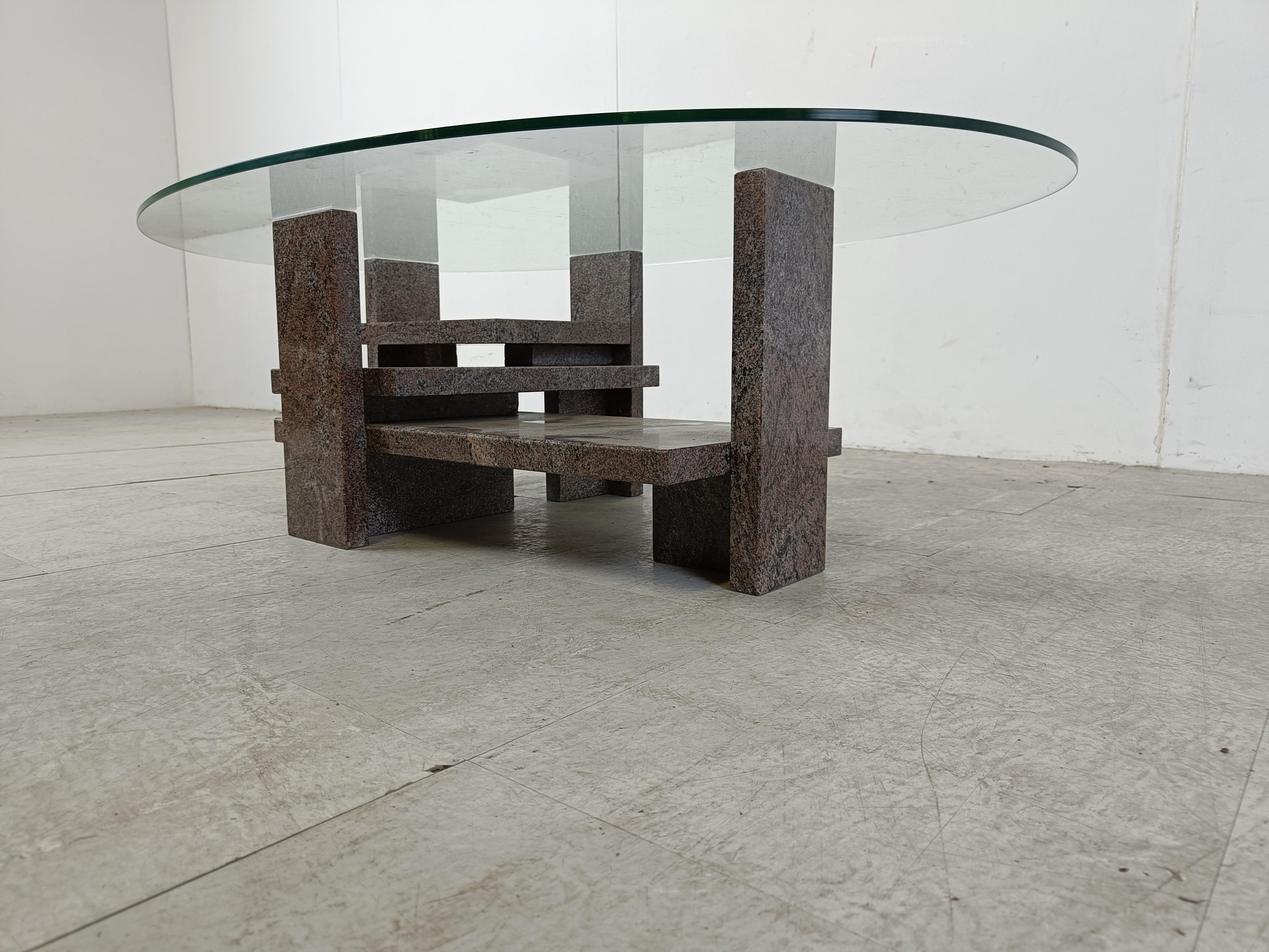 Belgian Vintage granite coffee table by Willy Ballez, 1970s  For Sale