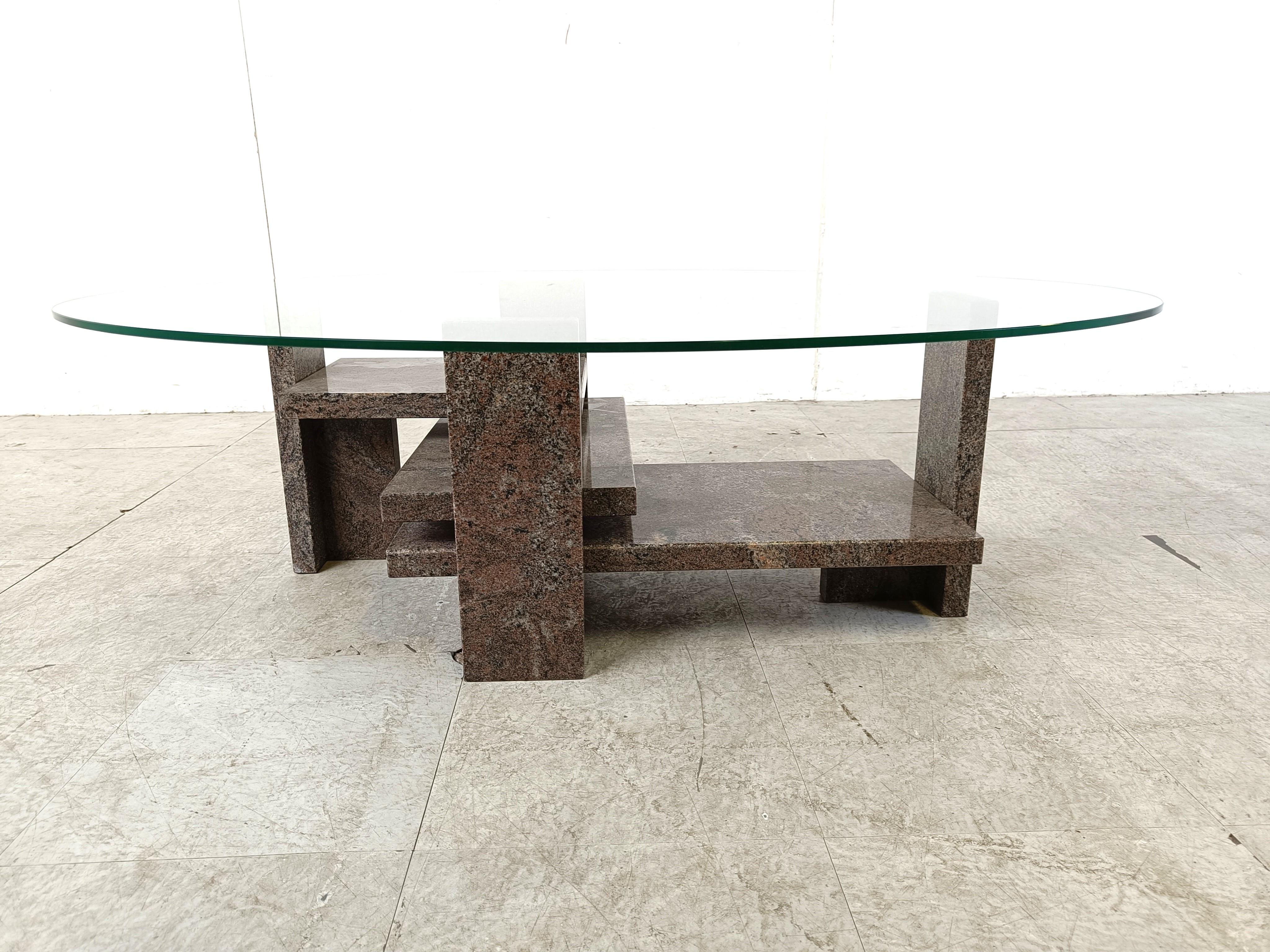 Late 20th Century Vintage granite coffee table by Willy Ballez, 1970s  For Sale