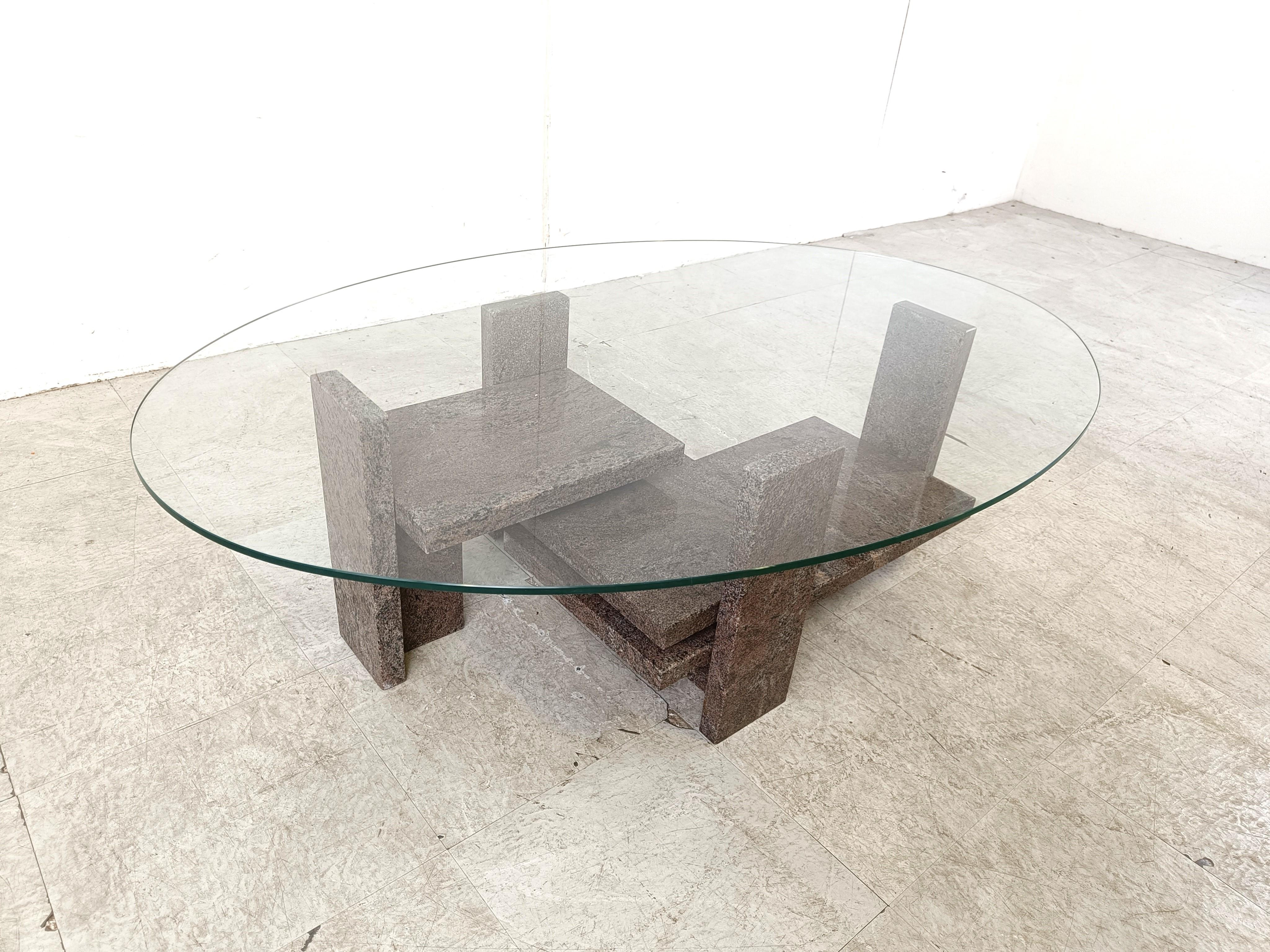 Vintage granite coffee table by Willy Ballez, 1970s  For Sale 1