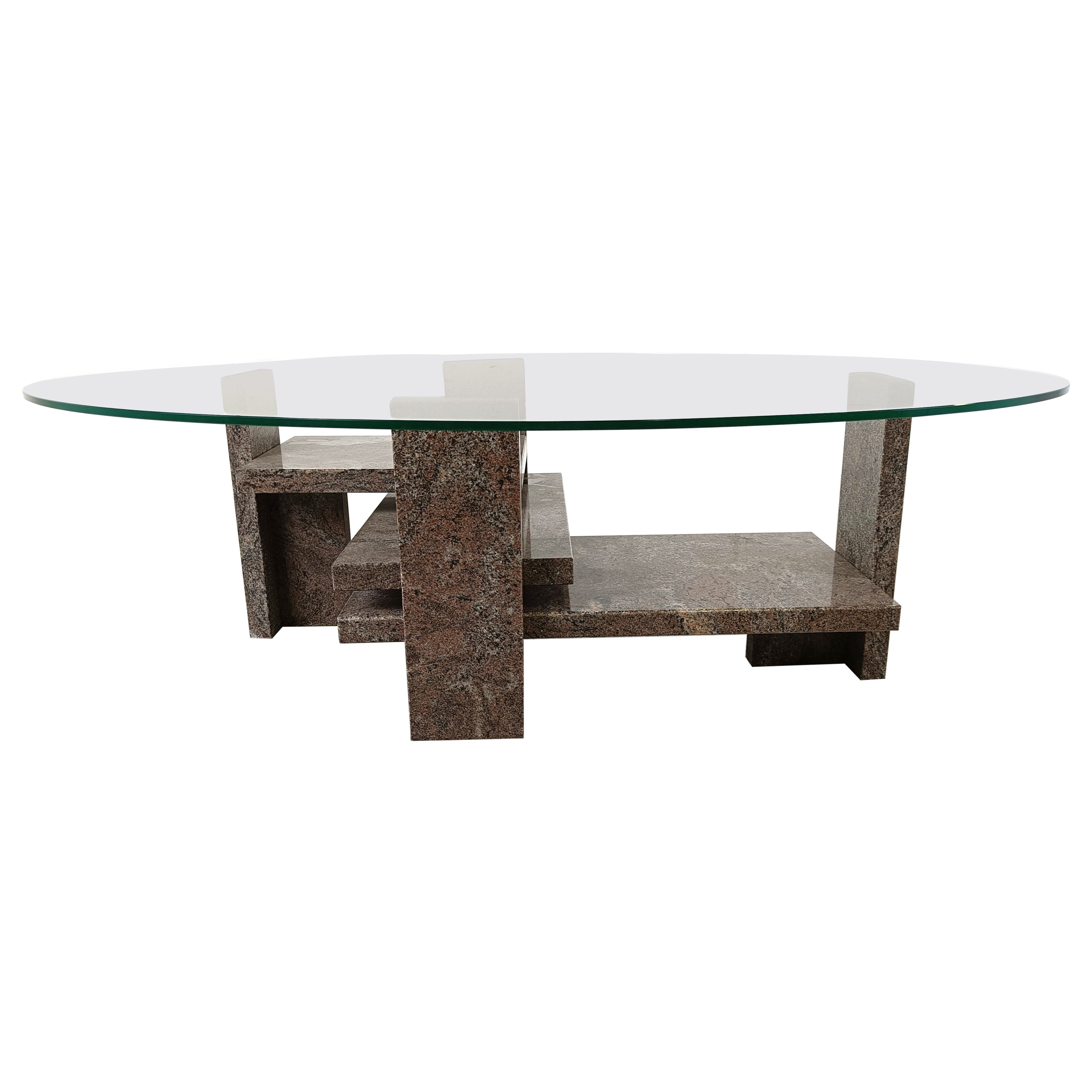 Vintage granite coffee table by Willy Ballez, 1970s
