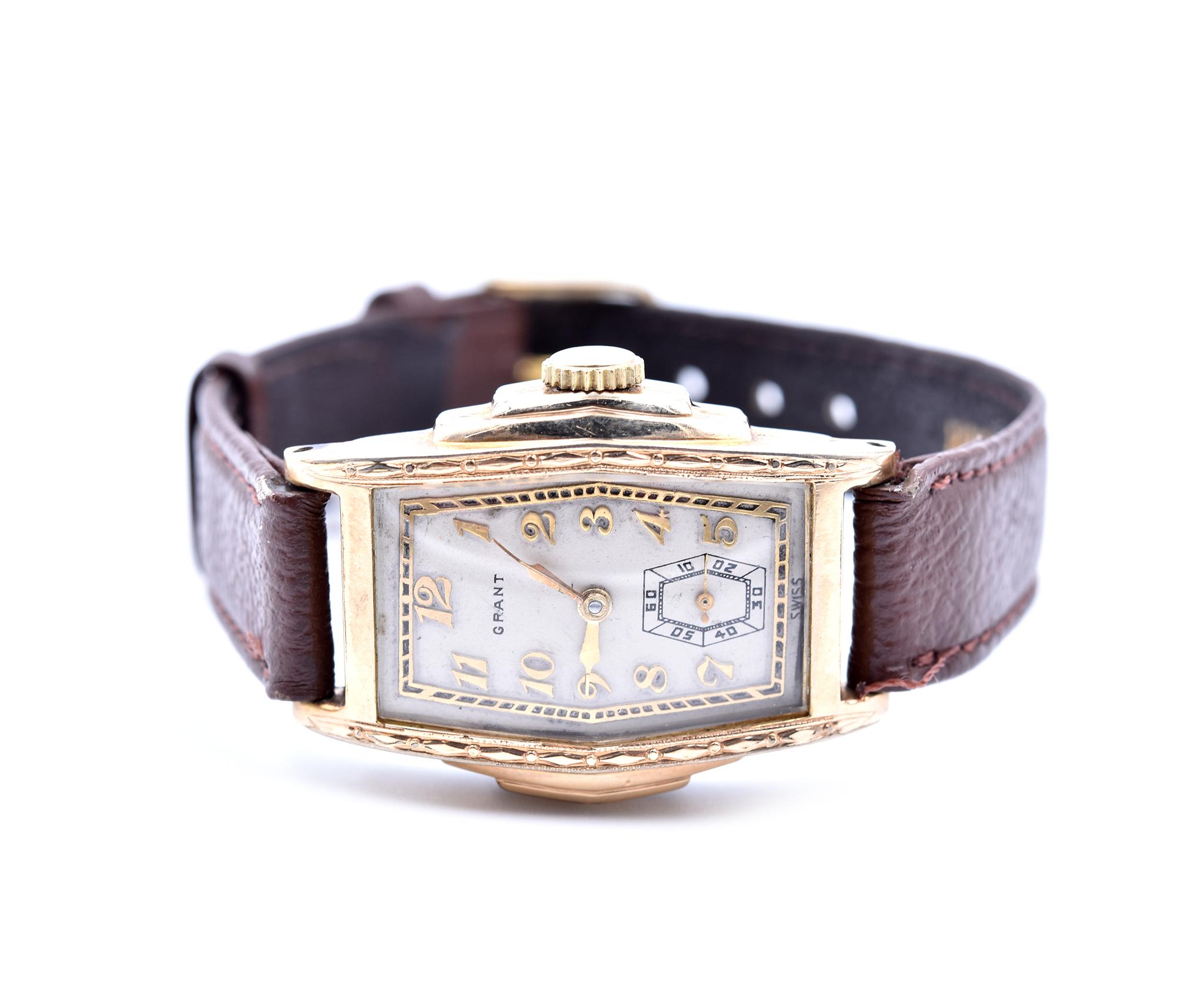 Vintage Grant Gold-Tone Stainless Steel Watch In Excellent Condition In Scottsdale, AZ