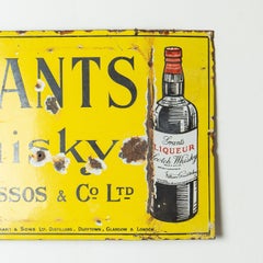 Cartel publicitario esmaltado de Vintage Grants Scotch Whisky, Whisky de principios del siglo XX