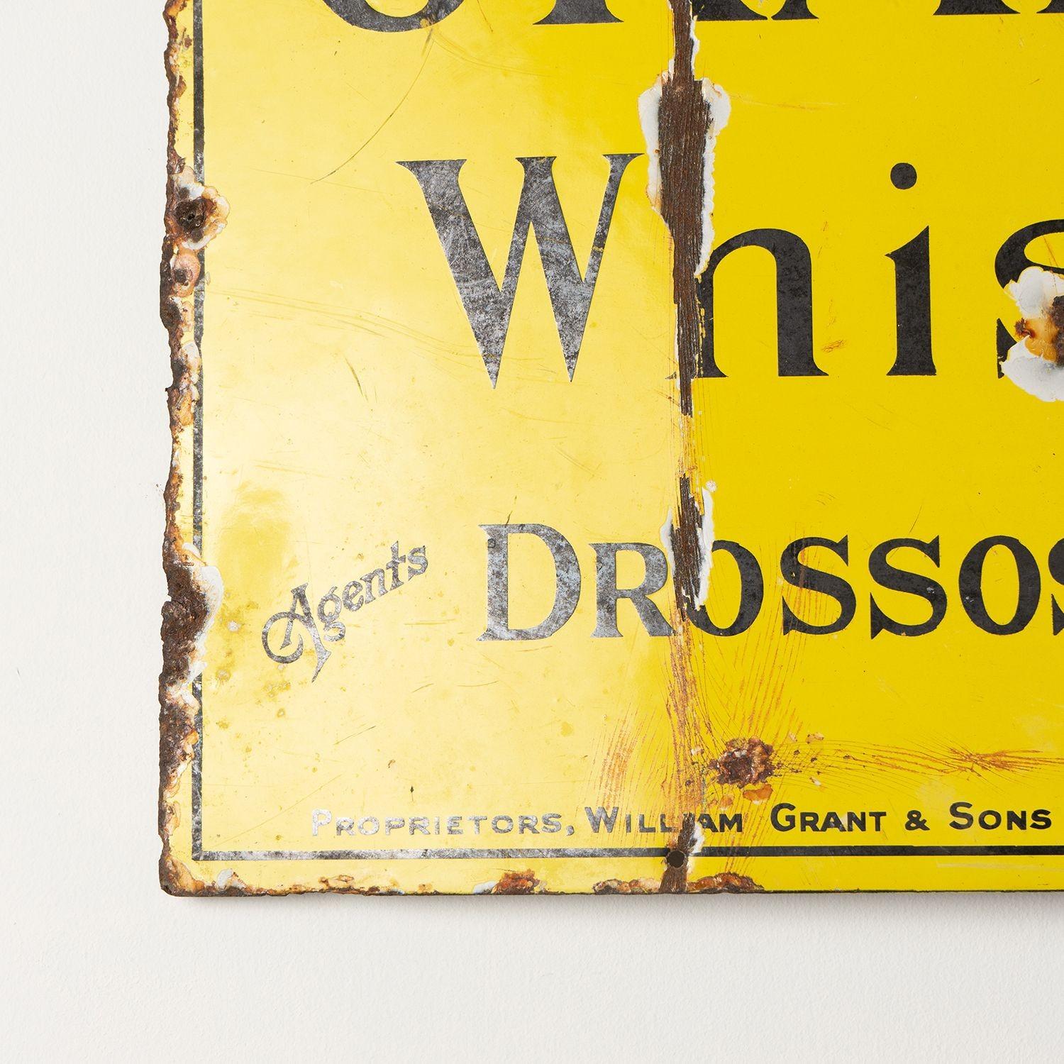 Vintage Grants Scotch Whisky Enamel Advertising Sign, Early 20th Century Whiskey For Sale 1