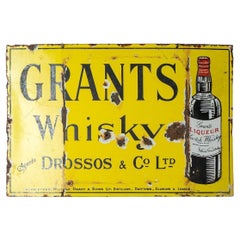 Antique Grants Scotch Whisky Enamel Advertising Sign, Early 20th Century Whiskey