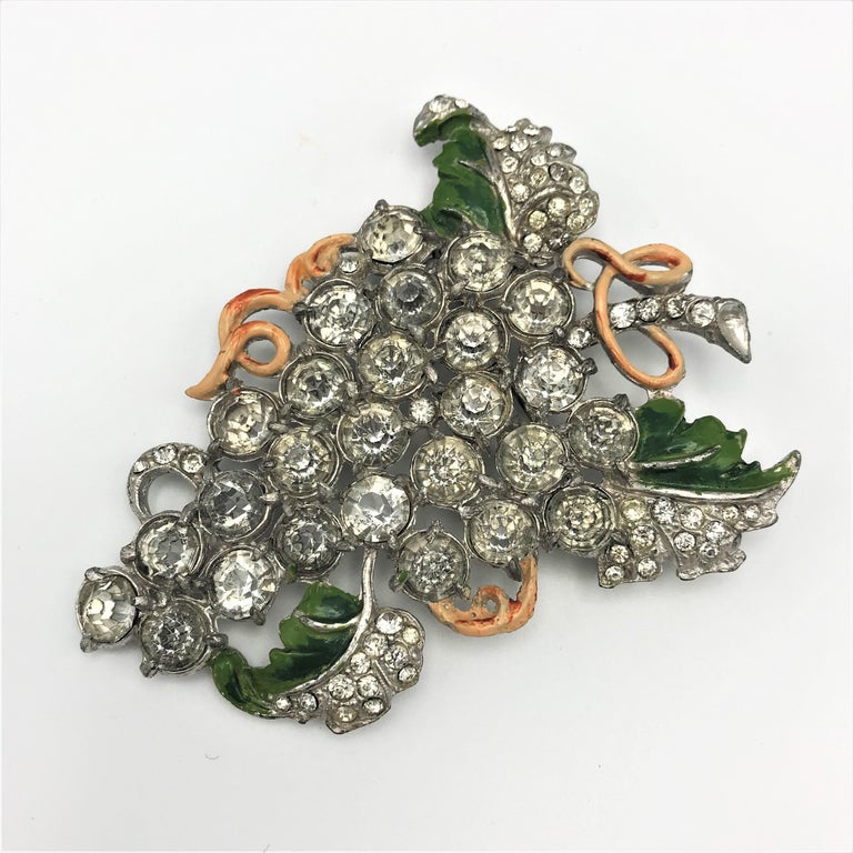 Vintage grape brooch signed Staret enamel and rhinestone 1940 USA Rodium For Sale at 1stDibs rare vintage brooches staret brooch vintage grape nyc