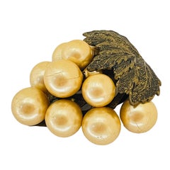 Vintage grape gold tone faux pearls fur clip