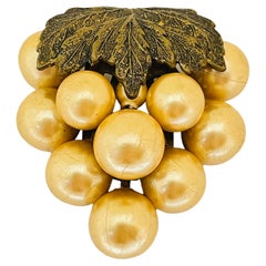 Vintage grape gold tone faux pearls fur clip 