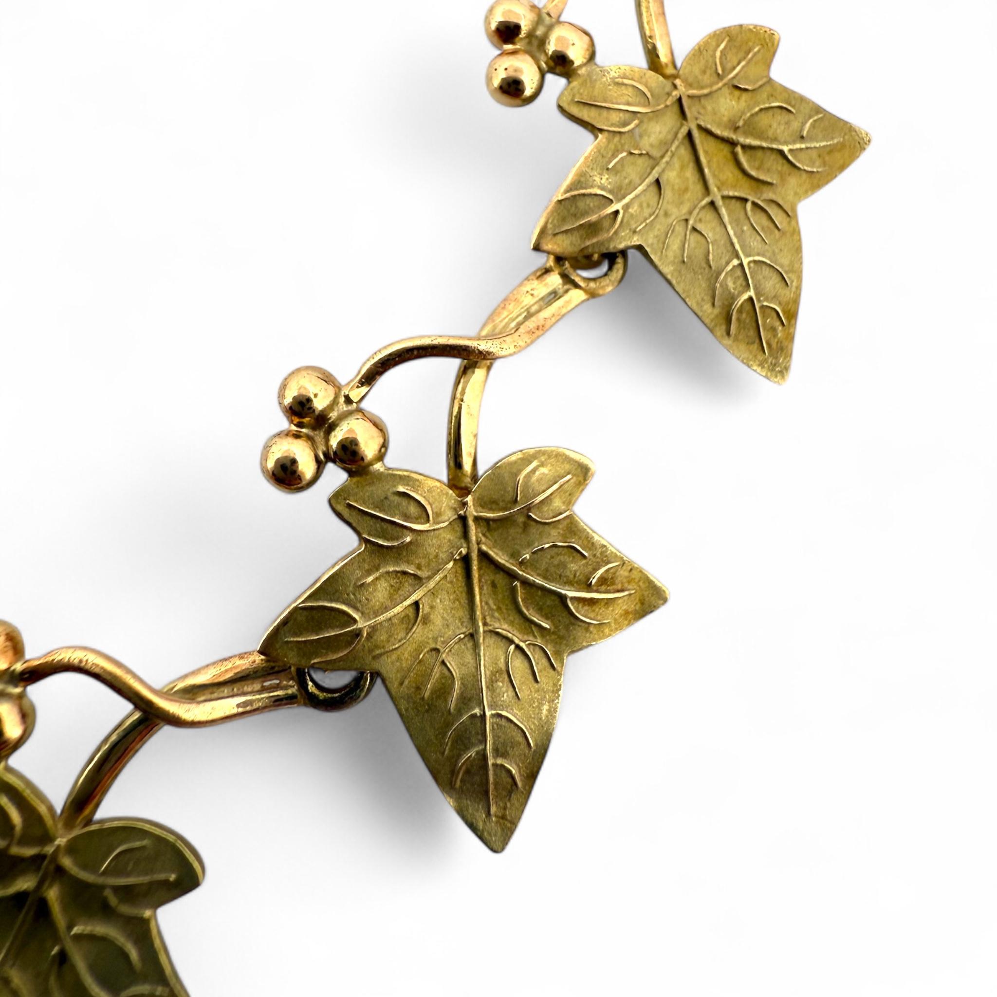Vintage Grape Leaf Italienisch gemacht Halskette 14K Gelbgold im Angebot 3