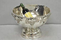 Vintage Grapevine Cluster Silver Plated Footed Punch Bowl Champagne Ice Bucket