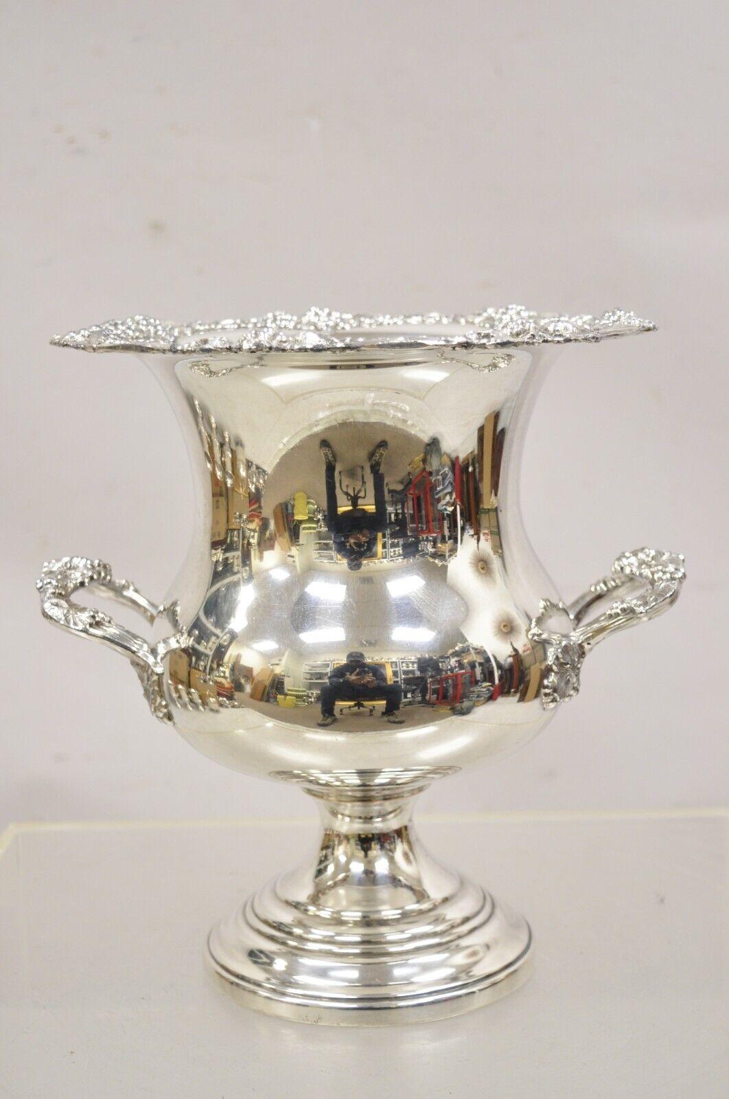 Vintage Grapevine Pattern Silver Plated Trophy Cup Champagne Chiller Ice Bucket. Circa Mid to Late 20th Century. Measurements: 11