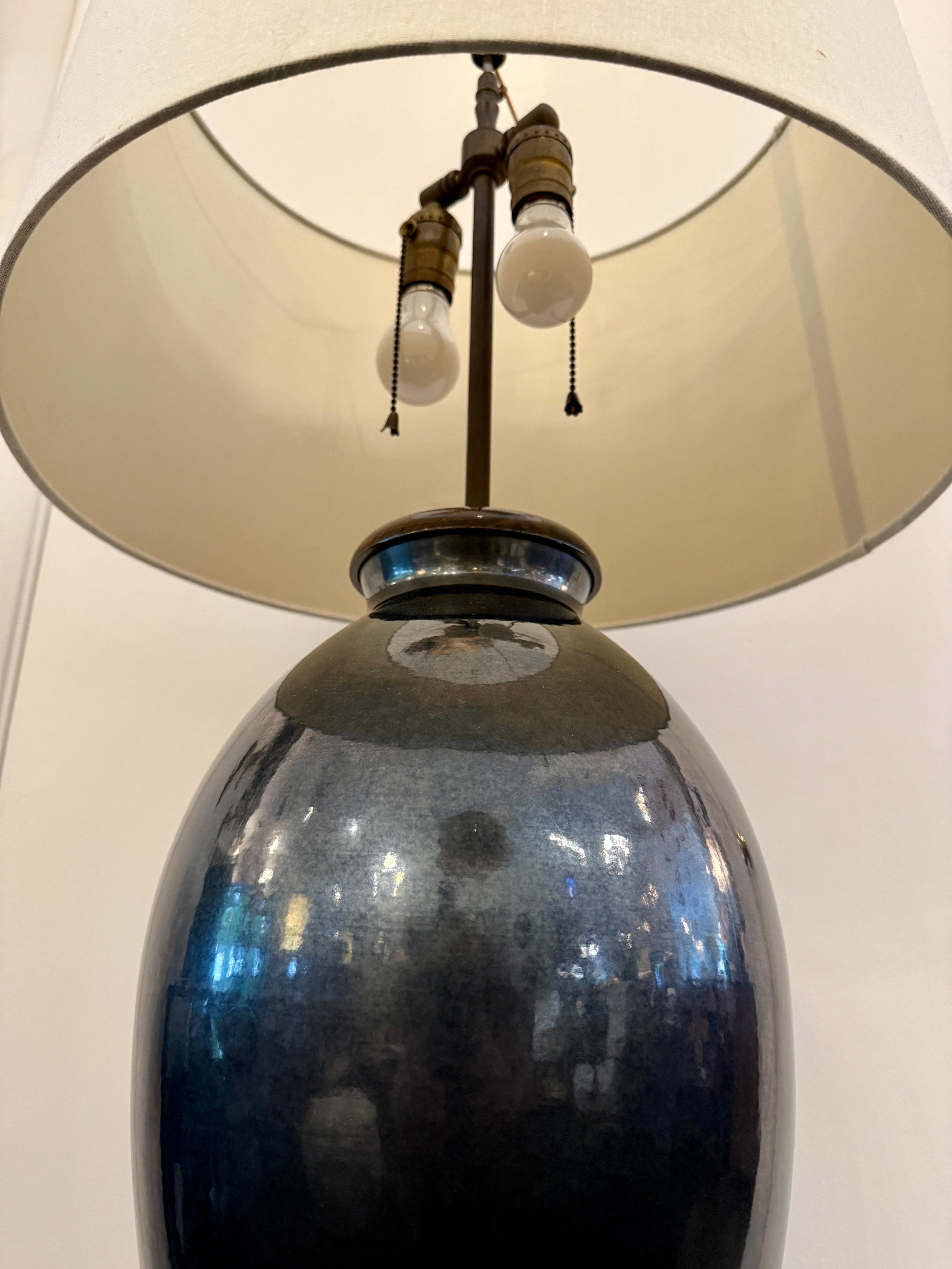 Vintage Graphite Ceramic Table Lamp en vente 3