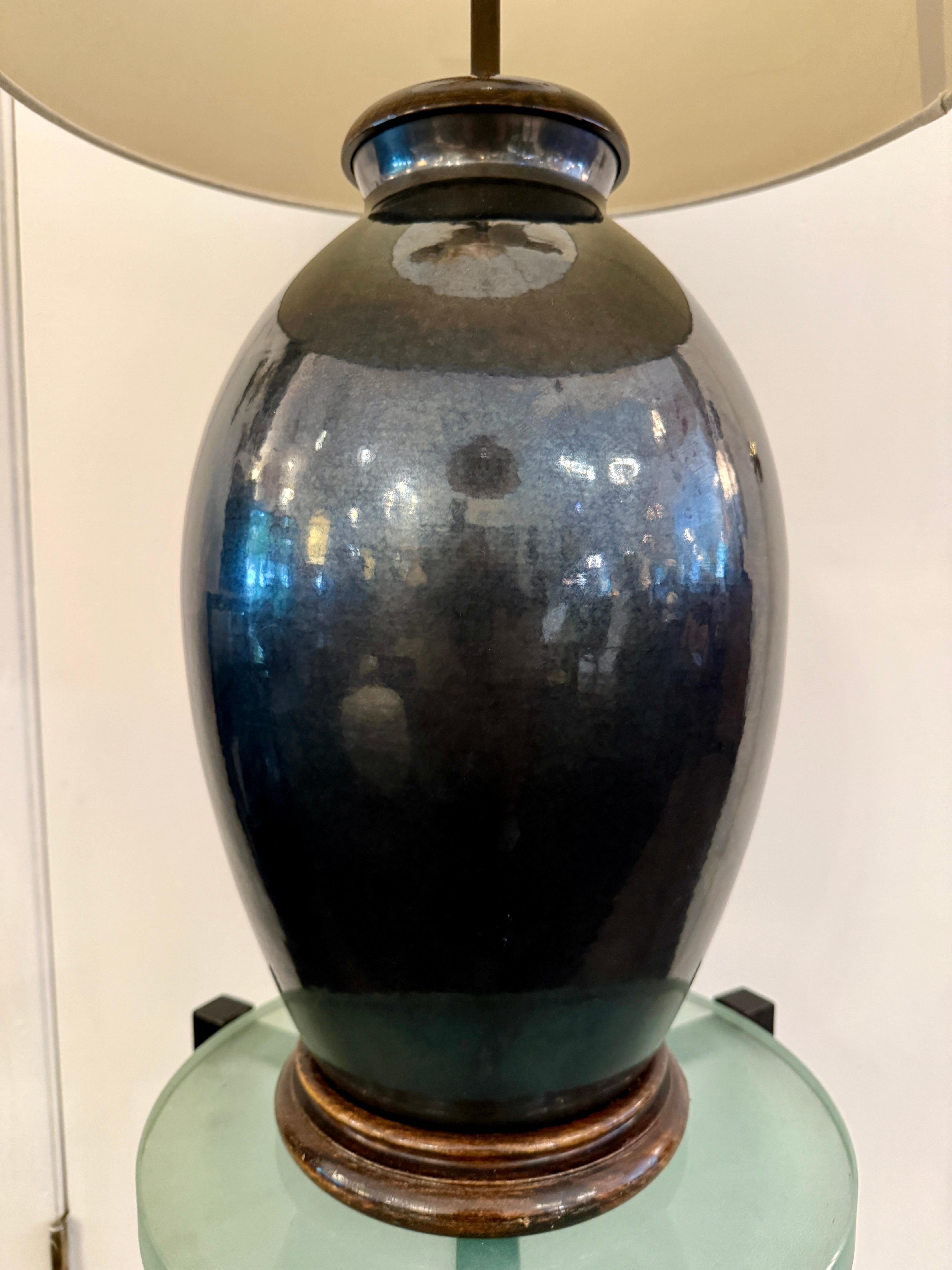 Céramique Vintage Graphite Ceramic Table Lamp en vente