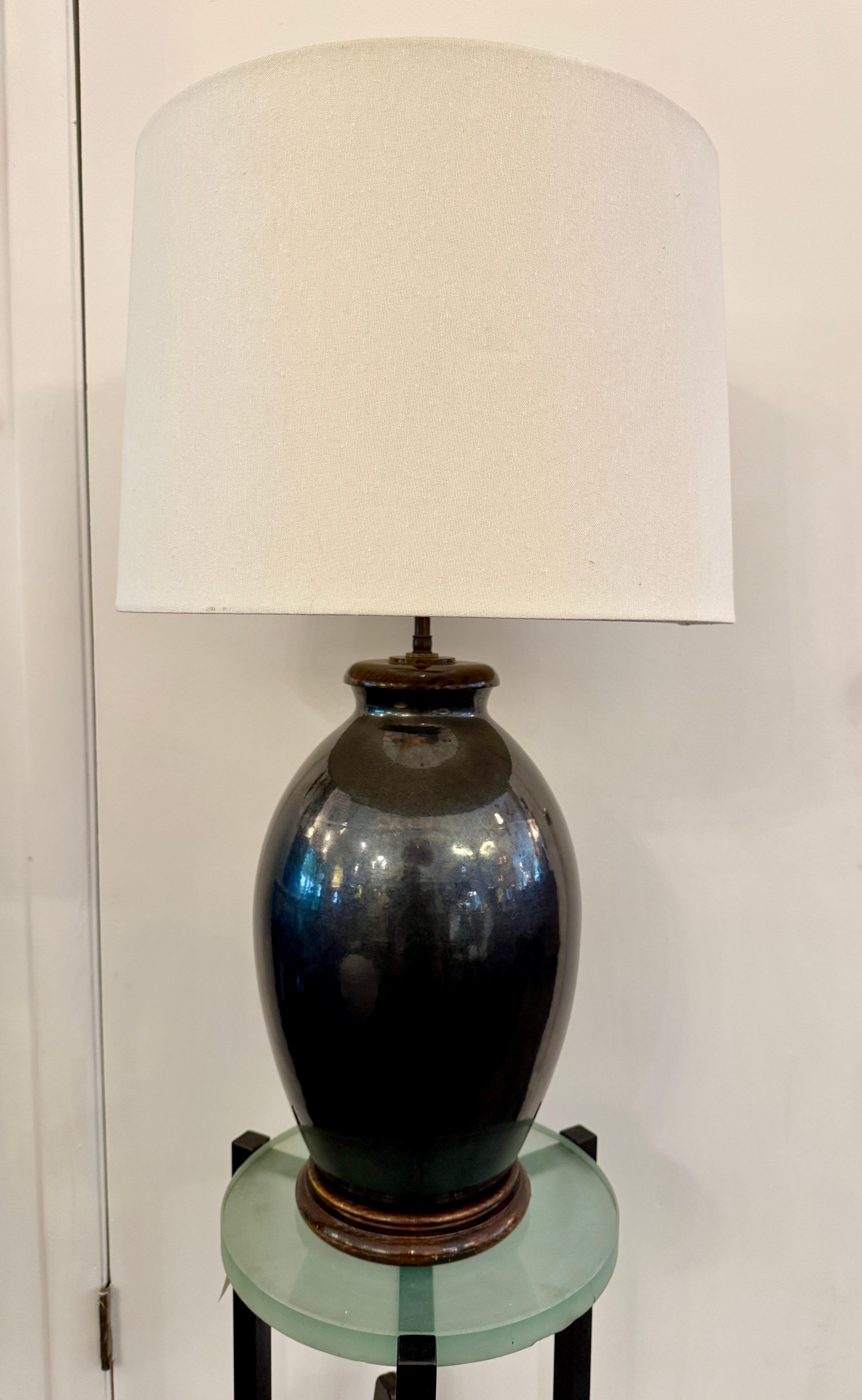 Vintage Graphite Ceramic Table Lamp en vente 1