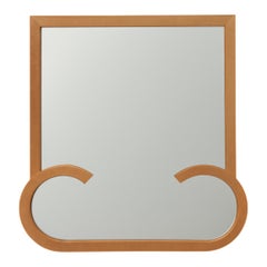 Vintage Grasscloth and Wood Wall Mirror
