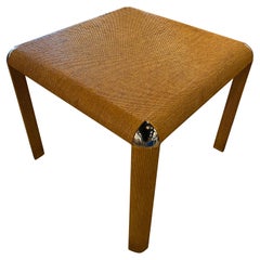 Vintage Grasscloth & Chrome Game or Dining Square Table