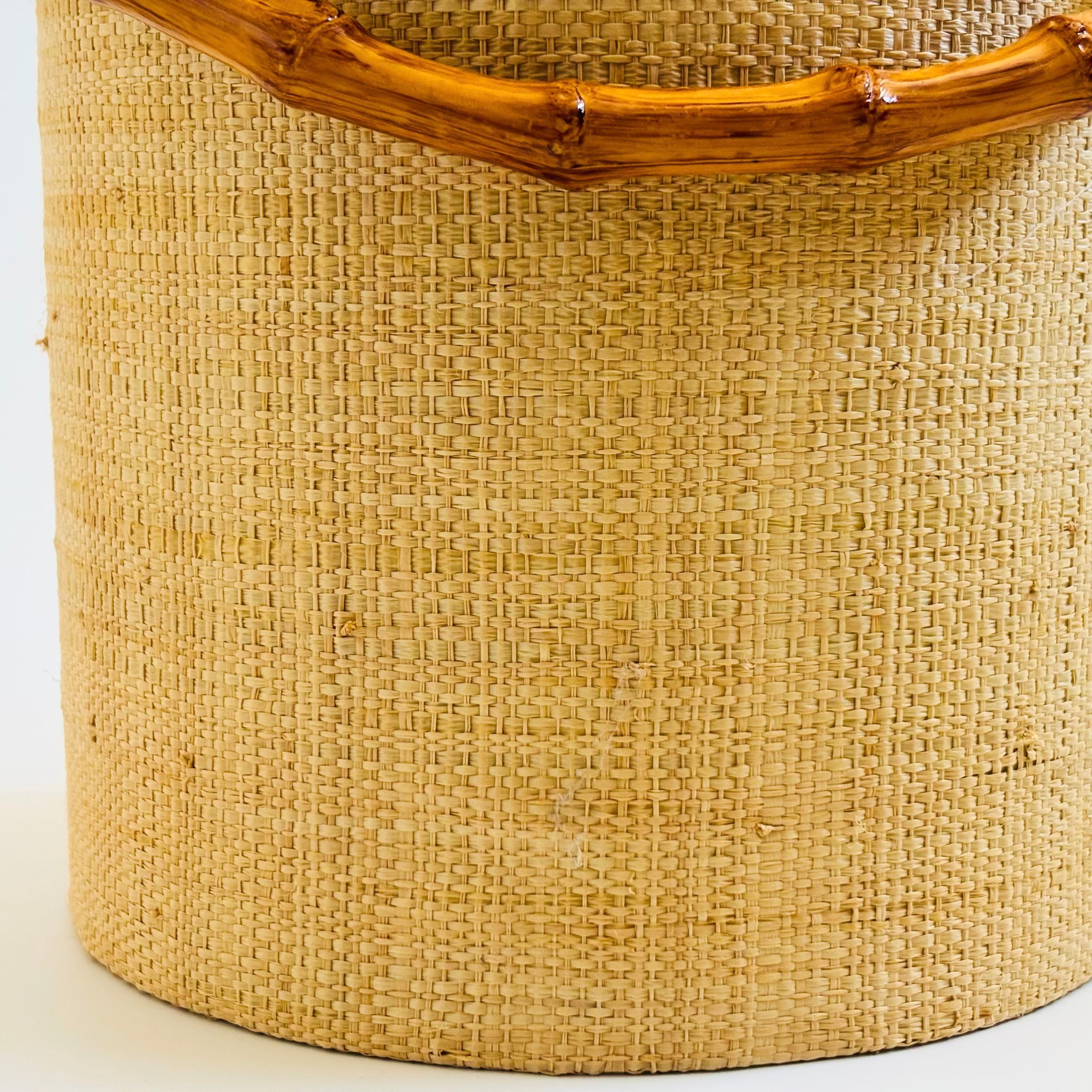 Vintage Grasscloth Ice Bucket For Sale 1