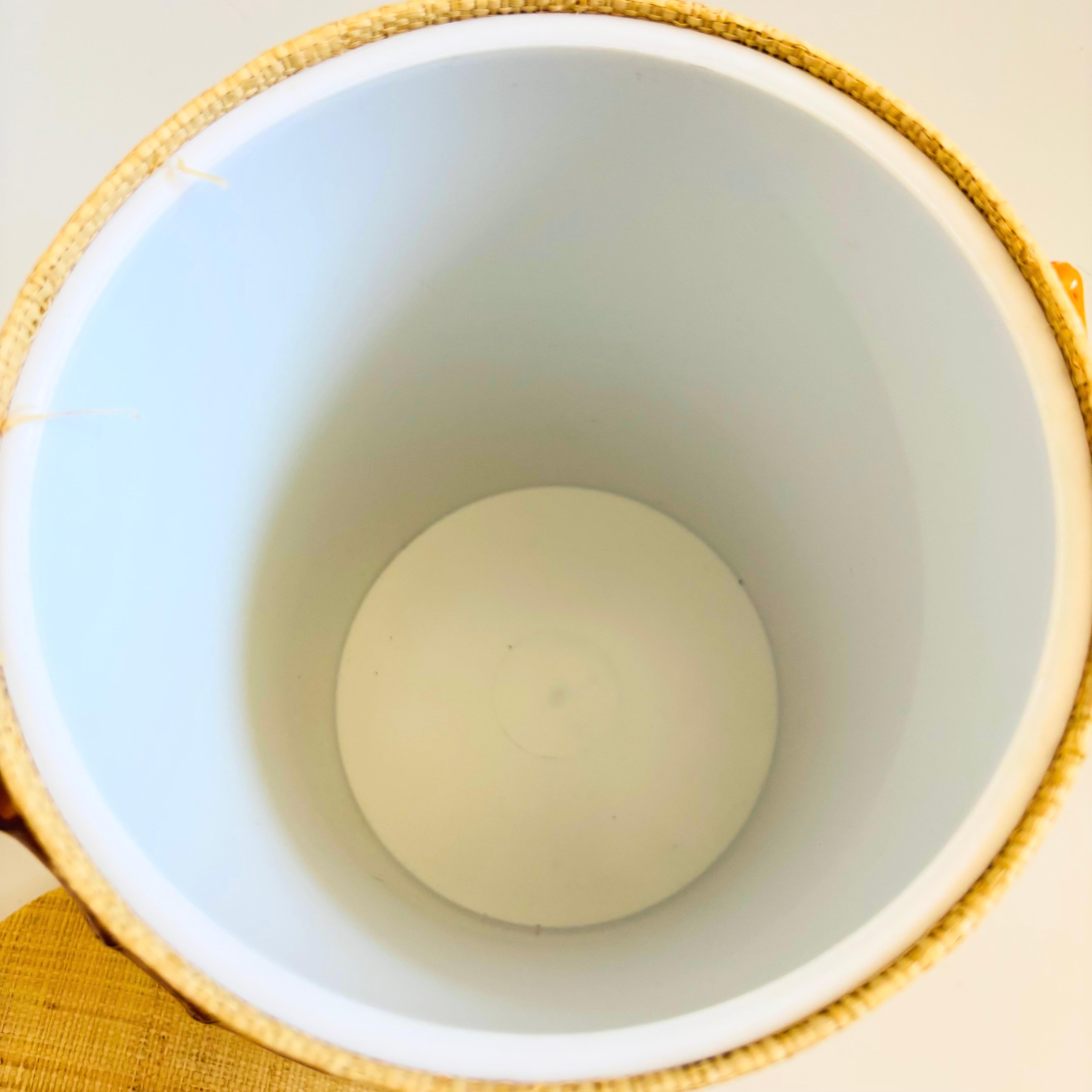 Vintage Grasscloth Ice Bucket For Sale 3