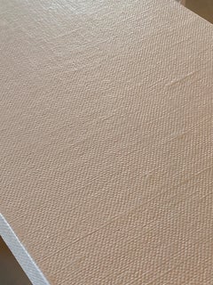 Vintage Grasscloth Lacquered Cream Scroll Ming Console Table Karl Springer Style