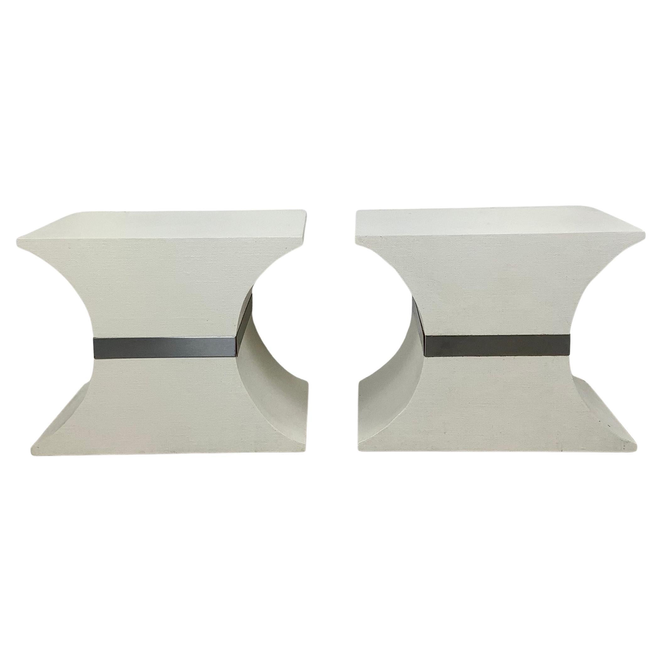 Vintage Grasscloth Pedestals in the Manner of Karl Springer