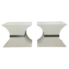 Vintage Grasscloth Pedestals in the Manner of Karl Springer