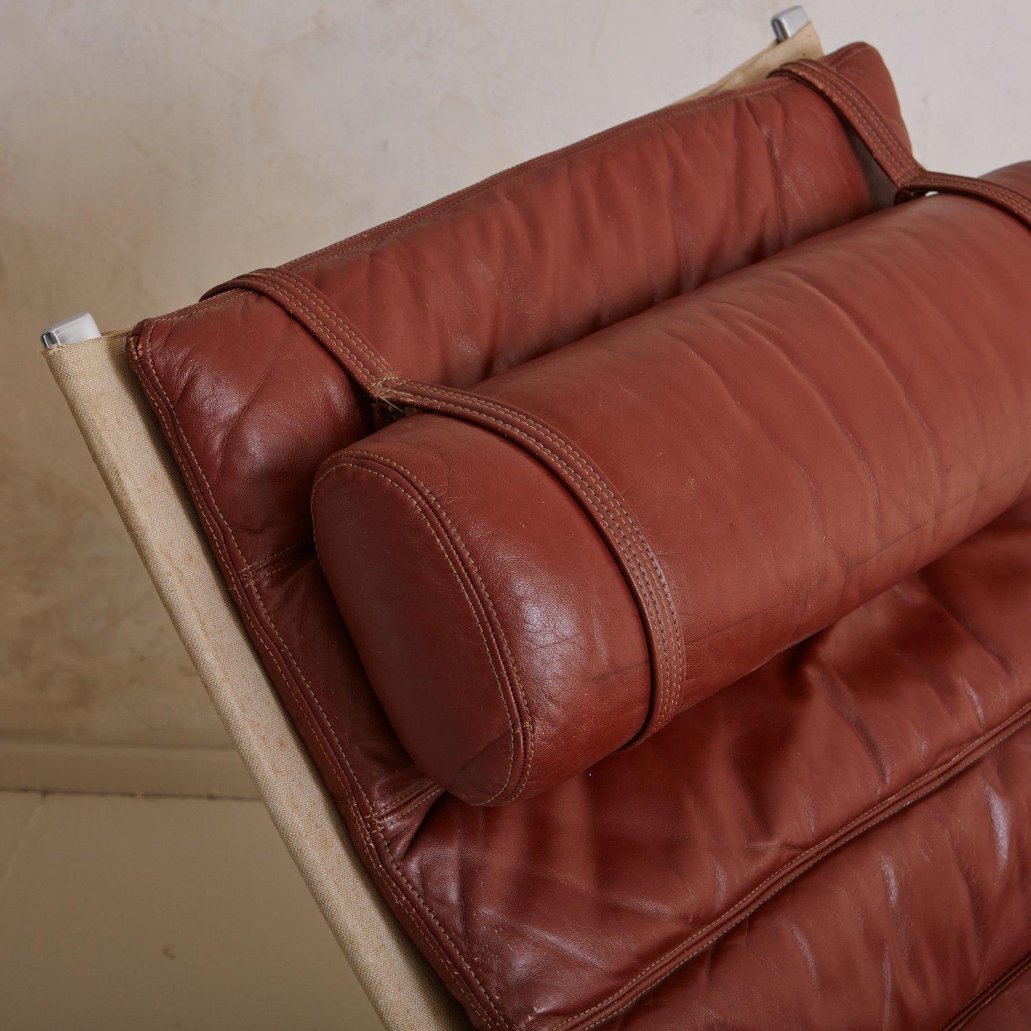 Ikonische + seltene 'Grasshopper' Chaise Lounge von Preben Fabricius + Jørgen Kastholm (Leder) im Angebot