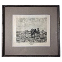 Vintage Gravure "La Charette" by M. Lallane after Troyon, Circa 1860-1880, 2Y113