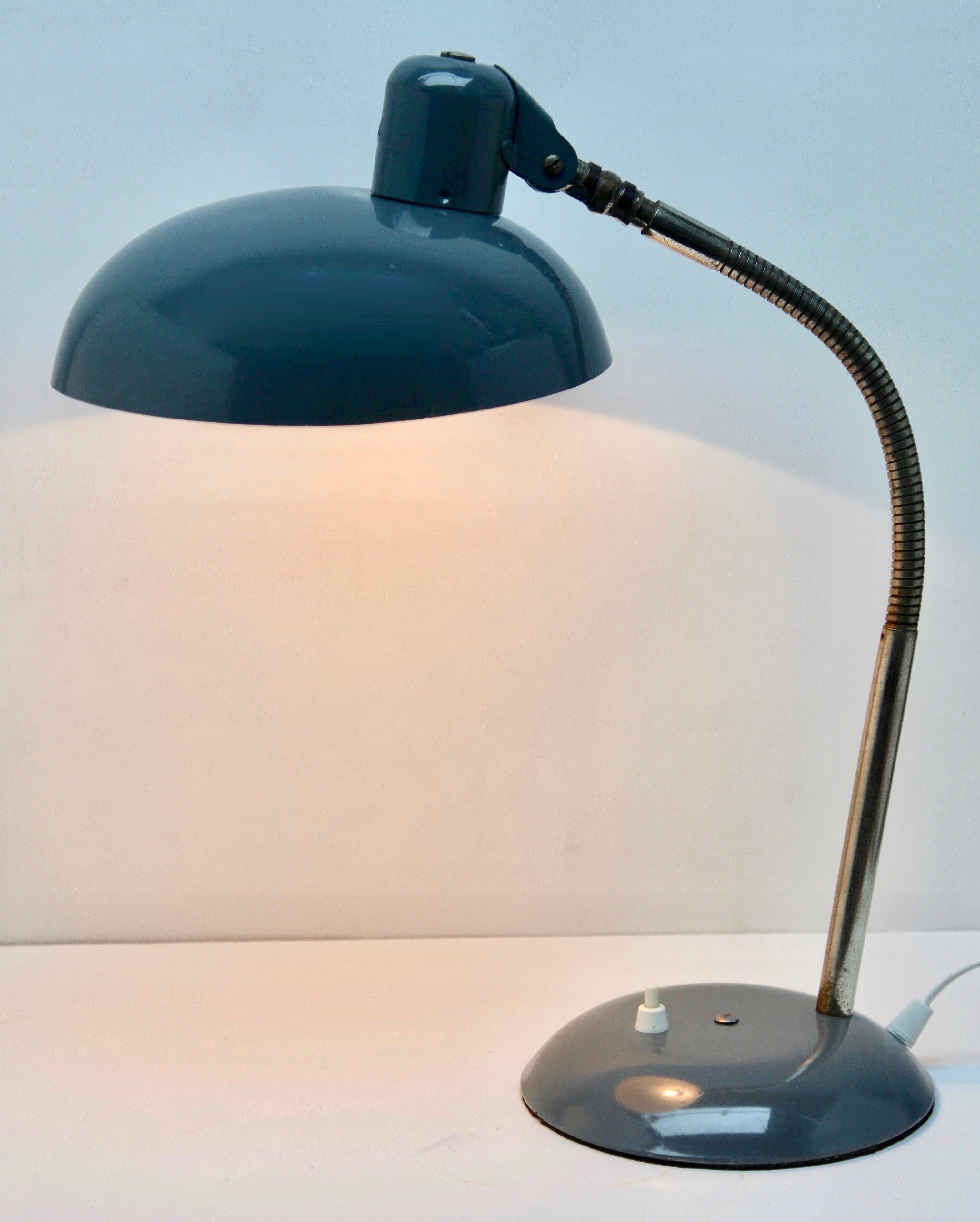 Mid-Century Modern Vintage Gray Adjustable Desk/Side Table Lamp by Sis, 1950s For Sale