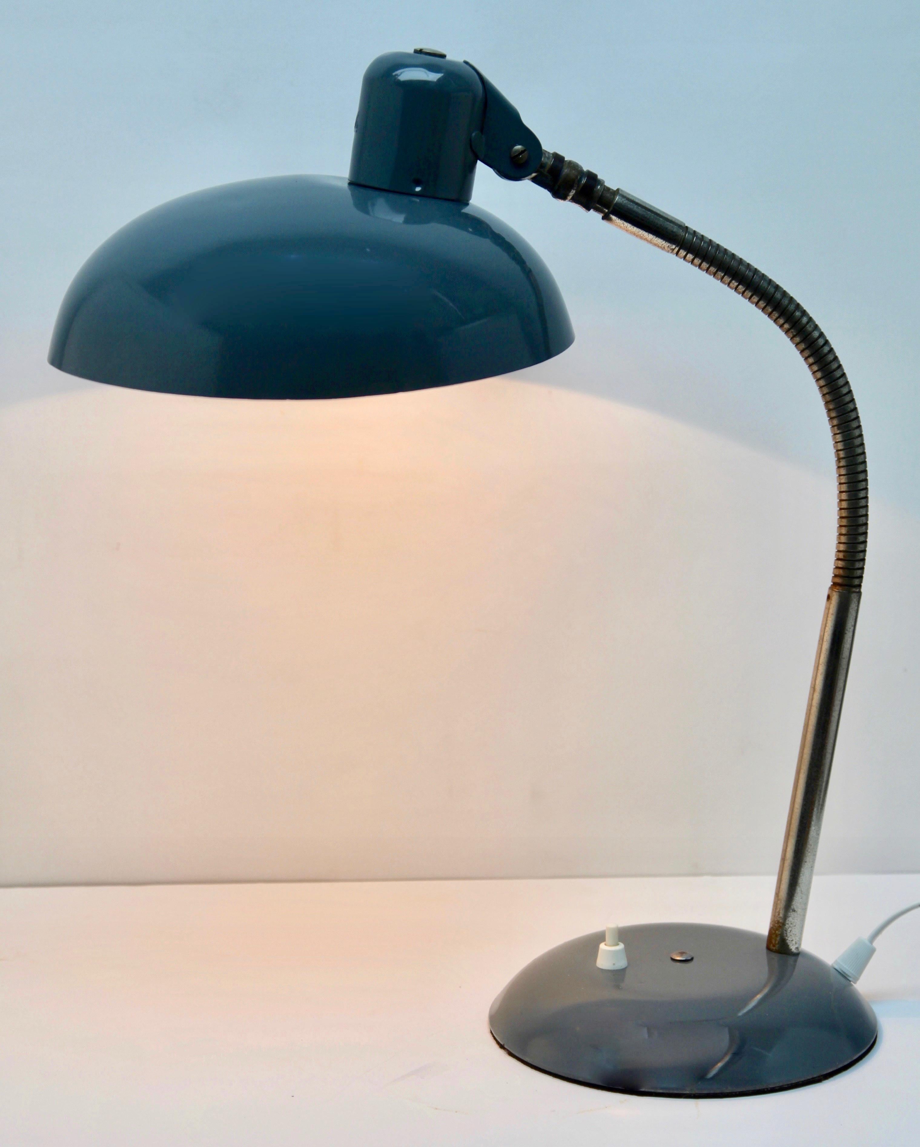 German Vintage Gray Adjustable Desk/Side Table Lamp by Sis, 1950s For Sale