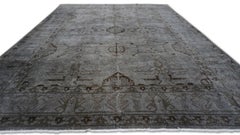 Vintage Gray and Black Hand-Knotted Wool Rug 8'10''x11'10''