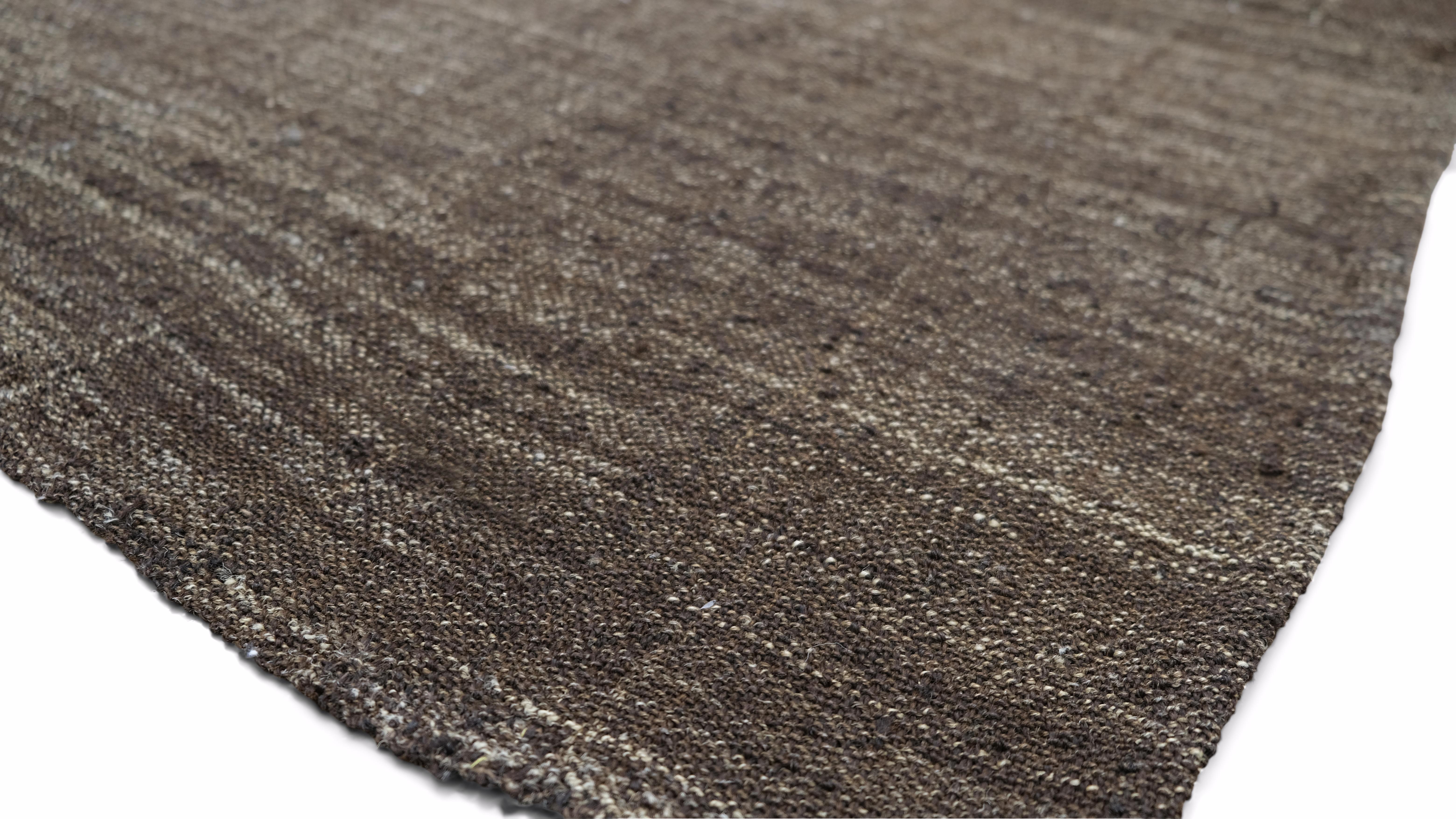 Modern Vintage Gray and Brown Goat Hair Kilim 11'2''x16'3'' For Sale