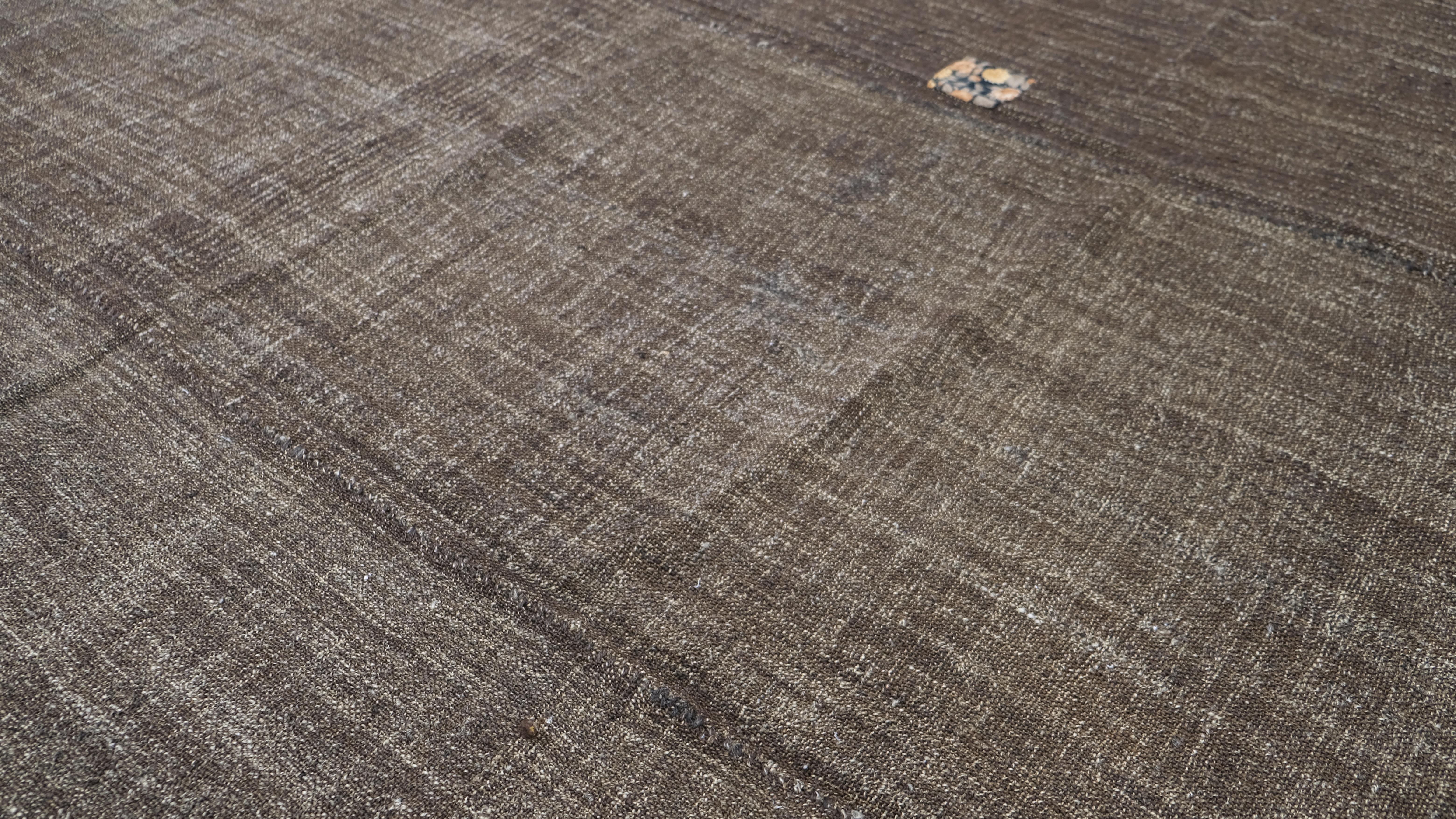 Turkish Vintage Gray and Brown Goat Hair Kilim 11'2''x16'3'' For Sale