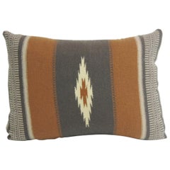 Vintage Gray and Brown Southwestern Style Woven Bolster Pillow