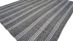 Vintage Gray and White Striped Goat Hair Rug 8'3''x10'4''