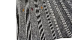 Vintage Gray and White Wool Hemp Striped Kilim Rug 10'1''x14'
