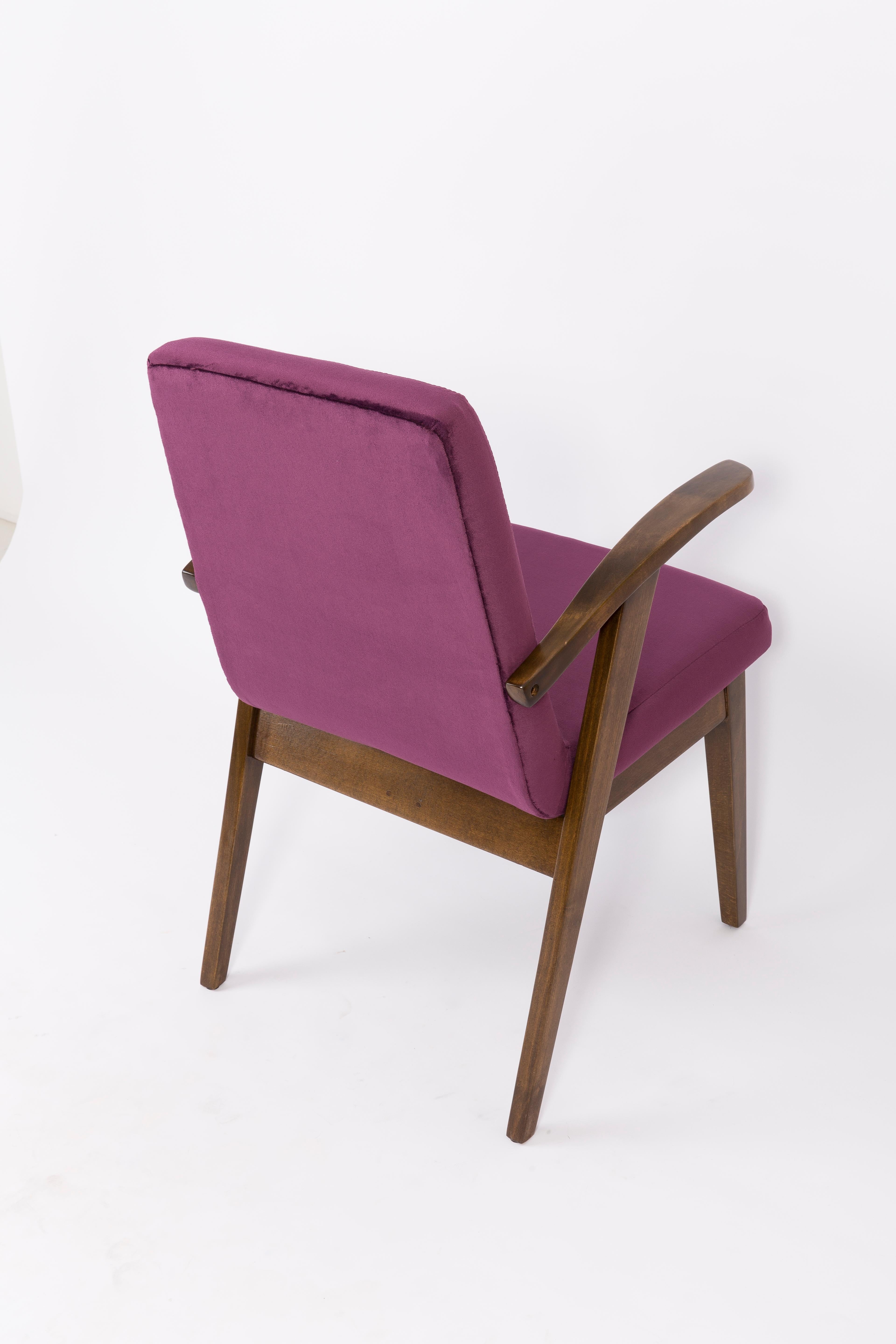 Textile 20th Century Vintage Plum Violet Armchair by Mieczyslaw Puchala, 1960s For Sale