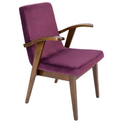 20th Century Vintage Plum Violet Armchair by Mieczyslaw Puchala, 1960s