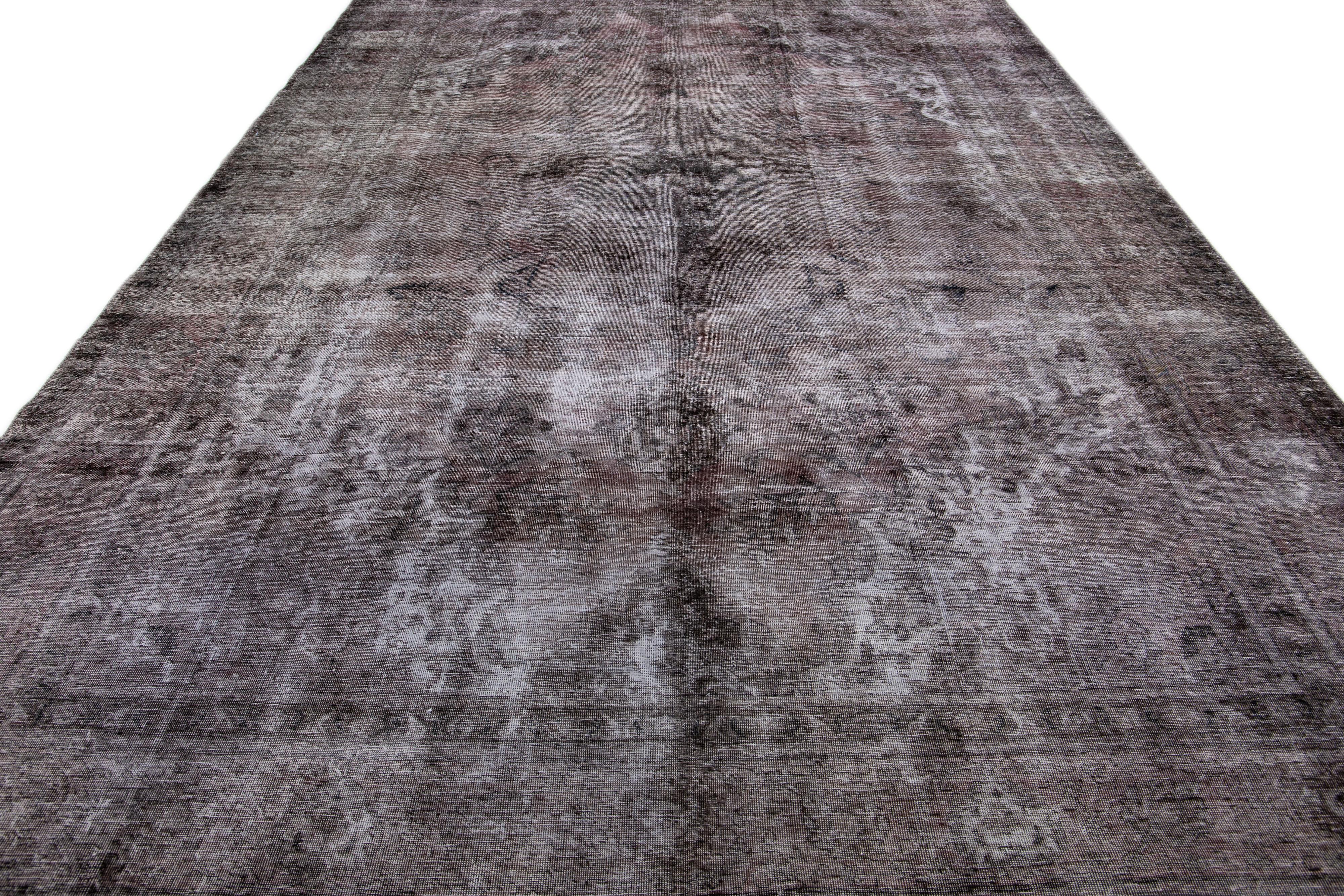 Islamic Vintage Gray/Rust Handmade Distressed Overdyed Wool Rug For Sale